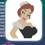 Sassy Cartoon Maid Lady Winking Face Embroidery Designs - Instant Download