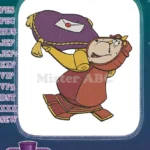 Cogsworth from Beauty and the Beast carrying pillow embroidery designs - Instant Download