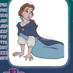 Disney Princess Belle in Blue Village Dress Embroidery Designs - Instant Download