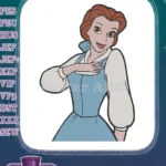 Disney Princess Belle blue dress character embroidery designs - Instant Download