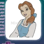 Classic Disney Belle Princess blue peasant dress embroidery designs - Instant Download