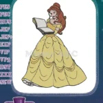 Belle Princess Reading Book Yellow Dress Embroidery Designs - Instant Download