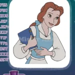 Belle princess with book classic fairytale embroidery designs - Instant Download