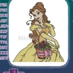 Belle Princess Yellow Gown with Rose Basket Embroidery Designs - Instant Download