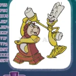 Disney Beauty and the Beast Cogsworth Lumiere happy embroidery designs - Instant Download