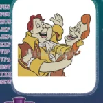 Jolly Moustached Man and Clock Animated Character Embroidery Designs - Instant Download