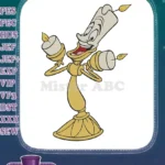 Disney Lumiere Candelabra Character Happy Charming Embroidery Designs - Instant Download