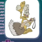 Animated Lumiere Candelabra and Fifi Feather Duster Embroidery Designs - Instant Download