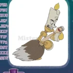 Happy Lumiere candlestick and feather duster character embroidery designs - Instant Download