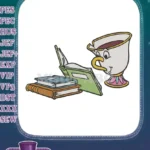 Beauty and the Beast Chip Teacup and Books embroidery designs - Instant Download