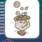 Beauty and the Beast Chip Teacup Cartoon Embroidery Designs - Instant Download