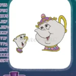 Disney Beauty and the Beast Mrs Potts and Chip embroidery designs - Instant Download