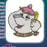Mrs Potts Beauty and the Beast Teapot Character embroidery designs - Instant Download