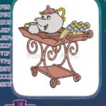 Mrs Potts Chip Tea Cart Beauty and Beast Embroidery Designs - Instant Download