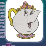Mrs. Potts Disney Teapot character happy embroidery designs - Instant Download