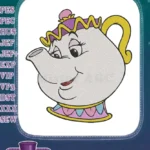 Animated Mrs Potts character teapot machine embroidery designs - Instant Download