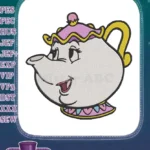 Mrs Potts Beauty and the Beast smiling teapot character embroidery designs - Instant Download