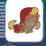 Charming cartoon bird in red cloak with yellow hair embroidery designs - Instant Download