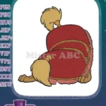 Whimsical cartoon animal in red plumed uniform with gold trim embroidery designs - Instant Download