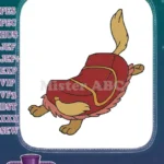 Funny Cartoon Dog Running with Red Blanket Embroidery Designs - Instant Download