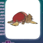 Humorous cartoon turkey with red blanket hiding head embroidery designs - Instant Download