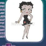 Classic Betty Boop Black Dress Pin-up Girl Embroidery Designs - Instant Download