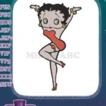 Classic Betty Boop Red Dress Flirty Pose Vintage Embroidery Designs - Instant Download