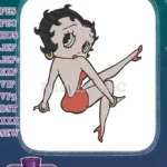 Vintage Betty Boop sassy pose red dress embroidery designs - Instant Download