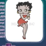 Classic Betty Boop Red Dress Posing Cartoon Embroidery Designs - Instant Download