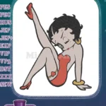 Sassy Betty Boop red dress playful pose embroidery designs - Instant Download