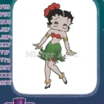 Classic Betty Boop Hula Girl Hawaiian Embroidery Designs - Instant Download