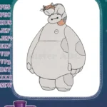 Cuddly Baymax robot with cute cat embroidery designs - Instant Download