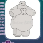 Cute Baymax Robot Heart Hands Embroidery Designs from Big Hero 6 Movie - Instant Download