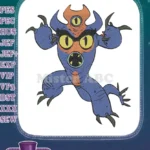 Friendly Blue Three-Eyed Monster Character Embroidery Designs - Instant Download