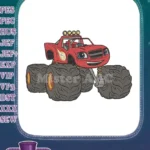 Blaze red monster truck cartoon embroidery designs for kids boys - Instant Download