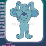 Playful Blue Dog Peek-a-boo Cartoon Embroidery Designs for Kids - Instant Download