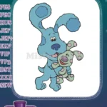 Blue's Clues Blue dog hugging green spotted puppy embroidery designs - Instant Download
