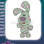Cute Magenta Green Dog Pink Spots Embroidery Designs - Instant Download