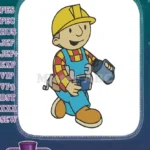 Happy cartoon construction worker Bob the Builder embroidery designs - Instant Download