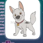 Smiling white Bolt the Superdog cartoon character embroidery designs - Instant Download