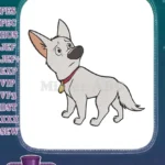 Worried white cartoon dog Bolt movie character embroidery designs - Instant Download