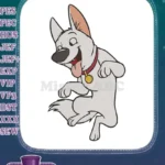 Happy Bolt the Superdog white playful puppy embroidery designs - Instant Download