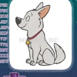 Cute white cartoon dog with red collar embroidery designs - Instant Download