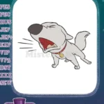 Cute cartoon white dog barking loudly machine embroidery designs - Instant Download