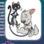 Sad Bolt Dog and Sassy Mittens Cat Cartoon Embroidery Designs - Instant Download