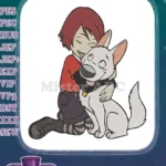 Adorable Penny and Bolt Hugging Friendship Cartoon Embroidery Designs - Instant Download