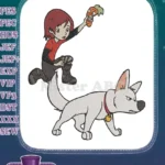 Penny and Bolt white dog cartoon character embroidery designs - Instant Download