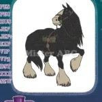Majestic Black Draft Horse Equine Farm Animal Embroidery Designs - Instant Download