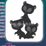 Three cute playful black raccoon cubs embroidery designs - Instant Download