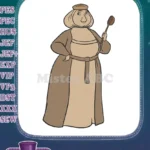 Friendly plump cook woman with spoon embroidery designs - Instant Download